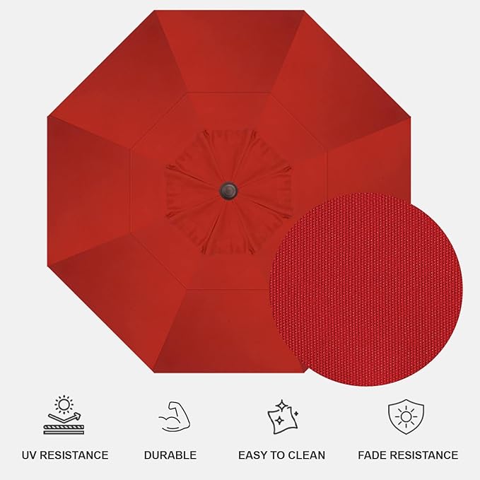 Treasure Garden AKZ PLUS Cantilever Umbrella 13' Sunbrella Jockey Red Canopy and Black Frame with Stationary Base