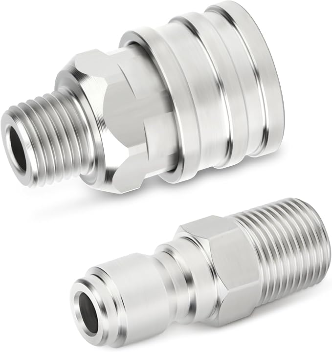 TAISHER 6PCS 304 Stainless Steel 1/4" Female NPT High Pressure Washer Quick Connect Coupler for Pressure Washing Gun Hose Accessories