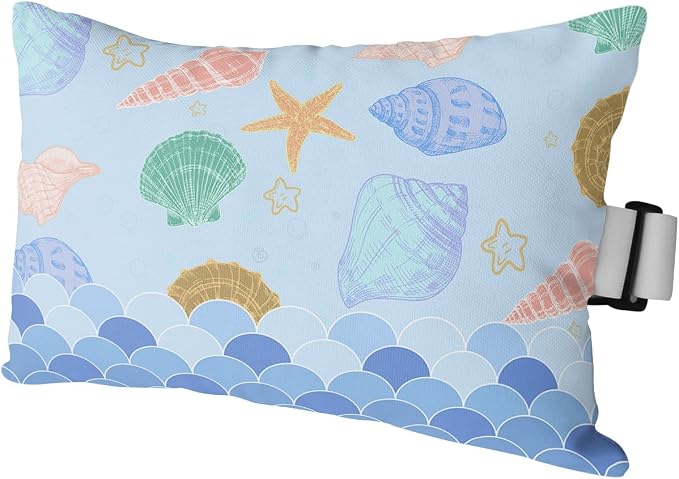 Outdoor Pillows Covers with Inserts Blue Ocean Shell Starfish Mermaid Fish Scales Waterproof Recliner Pillow with Adjustable Strap Throw Pillows for Patio Furniture Pool Lounge Chair, 11x16 inch, 1PCS