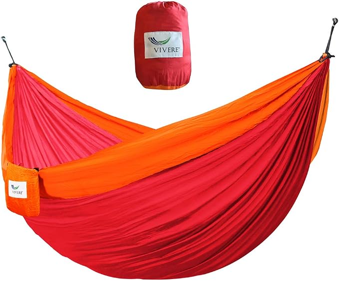 Vivere Double Parachute Camping Hammock, Includes Stuff-Sack (Punch/Peach)