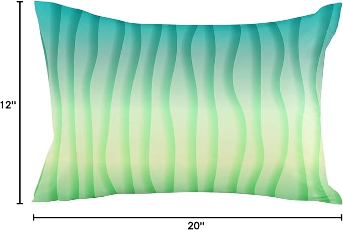 Outdoor Waterproof Pillow Covers Set of 2, Summer Abstract Geometric Gradient Turquoise Ocean Wave Patio Throw Pillow Covers, Decorative Cushion Case for Couch Sofa Furniture Garden, 20x12 Inch