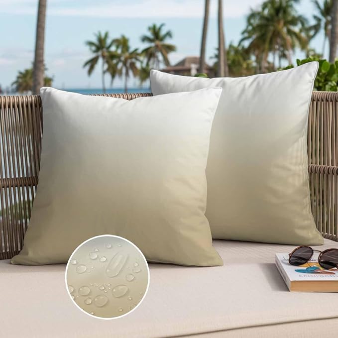Farm Yellow Outdoor Waterproof Throw Pillow Covers Set of 2, 20"x20", Gradient Decorative Pillow Covers Outside Cushion Case for Patio Porch Garden