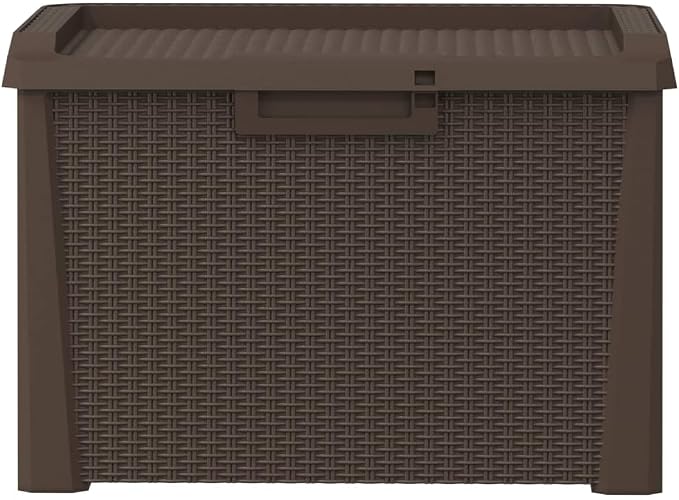 Garden Storage Box 125L Outdoor Deck Bin, Weather Resistant Polypropylene Container for Patio Cushion, Gardening Tools and Supplies, Brown