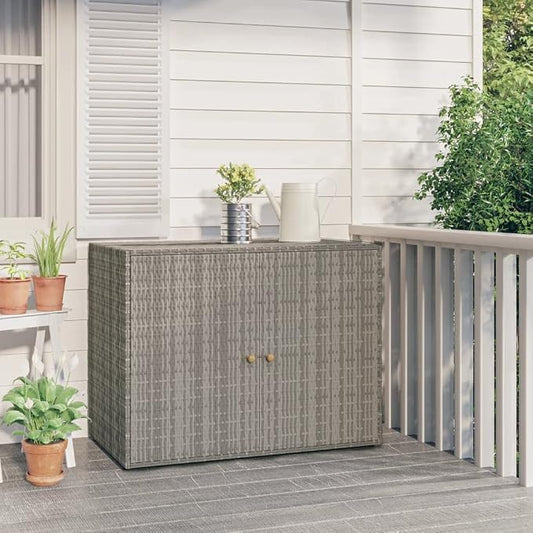 Garden Storage Cabinet Outside Deck Storage Box Outdoor Patio Storage Backyard Storage Box Furniture Storage Box Gray 39.4"x21.9"x31.5" Poly Rattan