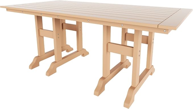 WO Home Furniture Adirondack Patio Dining Chair Table Bench Set of 6 PCS Rectangle Dinner Table Dining Armless Chairs (Teak)
