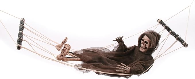 Lazy Bones Decoration 3 Foot Reaper In 5 Foot Hammock
