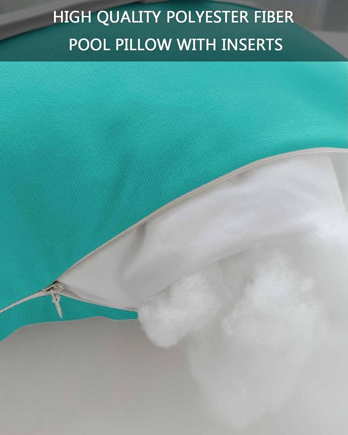 Outdoor Waterproof Lumbar Pillow Aqua Green Waterproof Headrest Pillow Lumbar Pillows with Insert & Adjustable Elastic Strap Simple Style Pillows for Patio Beach Pool Chaise Chair 1 Pack 11x16