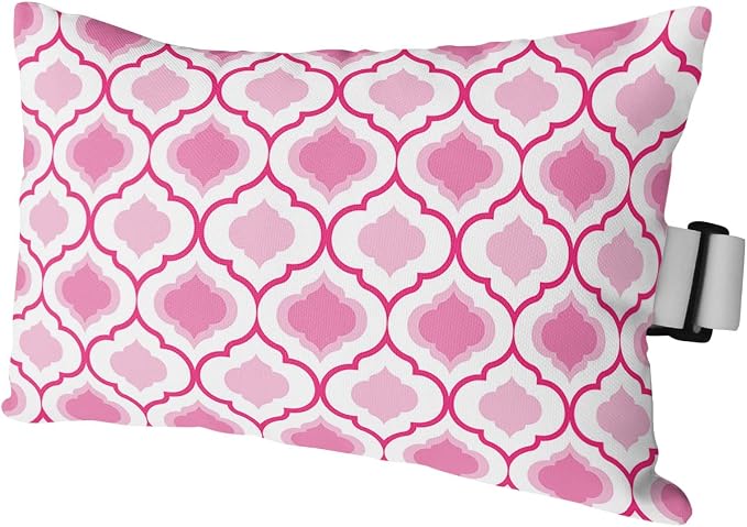 Outdoor Pillows Covers with Inserts Pink Moroccan Pattern Geometric Waterproof Recliner Pillow with Adjustable Strap Throw Pillows for Patio Furniture Pool Lounge Chair, 11x16 inch, 1PCS