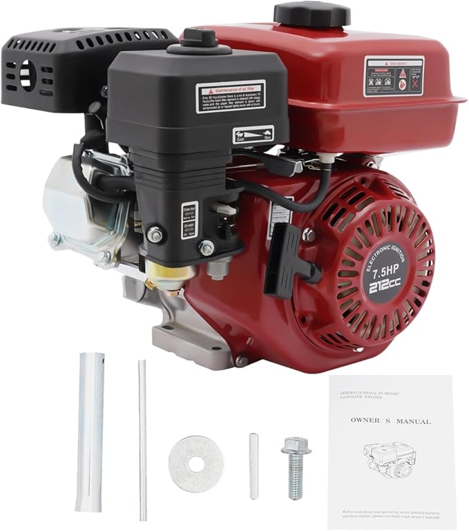 212CC Gas Powered Engine, 3000W 7.5HP Gas Engine Motor 0.95 Gal Small Go Kart Engine for Water Pumps, Lawnmowers, Minibikes 3600Rpm with Nylon Camshaft & Air Filter Pull Start
