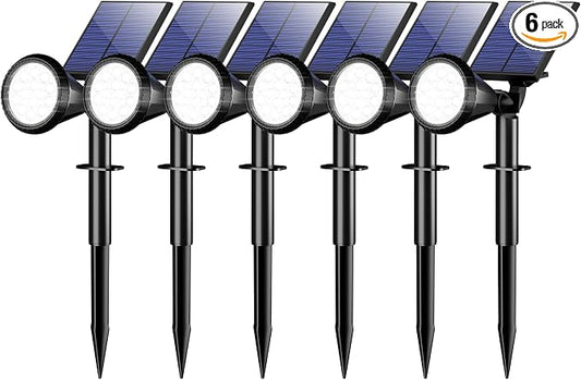 Solar Spot Lights Outdoor Waterproof IP65, Flag Landscape Spotlights | 6 Pack 4 Lighting Modes Solar Powered Spotlights Auto On/Off,Solar Garden Yard Pathway Wall Uplights for Outside,Cool White