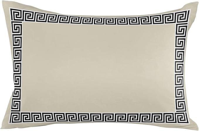 Prime Leader Outdoor Waterproof Pillow Covers Set of 2, Chinese Style Pattern Khaki Background Patio Throw Pillow Covers, Decorative Cushion Case for Couch Sofa Furniture Garden, 20x12 Inch