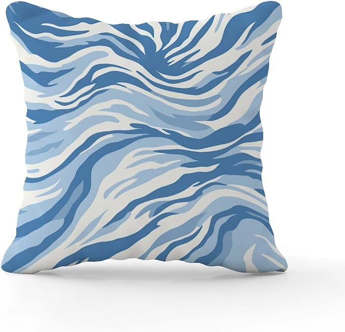 Pillow Cover Blue Tiger Print Pillows Farmhouse Animal Tiger Print Pillow Cover Accent Decorative Cushion Cases Home Decor for Patio Tent Couch 20x20 in
