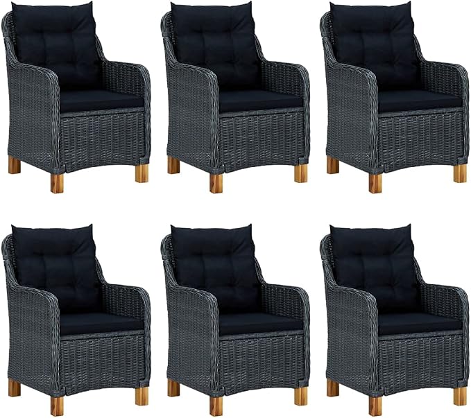 7 Piece Patio Dining Set,Outdoor Dining Set,Outdoor Furniture Sets,Patio Table and Chairs,Outdoor Patio Chairs,Patio Coffee Table,Porch Chair,Front Porch Furniture,Modern Set, Dark Gray