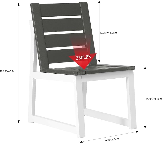 Costaelm Stinson Outdoor Patio HDPE Dining Side Chair, Gray