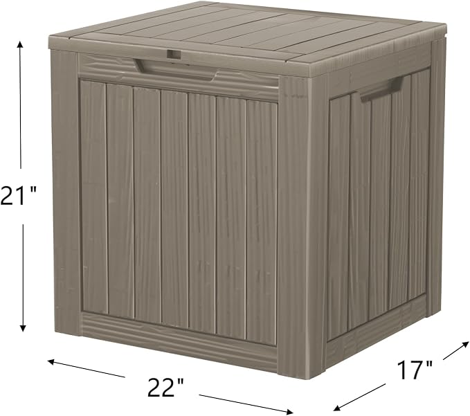 Outdoor Storage Box, 35 Gallon Waterproof Deck Box [Upgraded 3.0], Quick Snap-Lock Resin Cabinet for Seat Pillows, Patio Blankets, Lockable End Table Beverage Stand, Apartment Deck, Grey