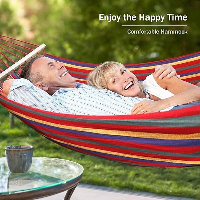 Portable Outdoor Hammock Hang Bed Travel Camping Swing Canvas with Backpack (RED 280 * 150 cm (2 Person) 200 kg)