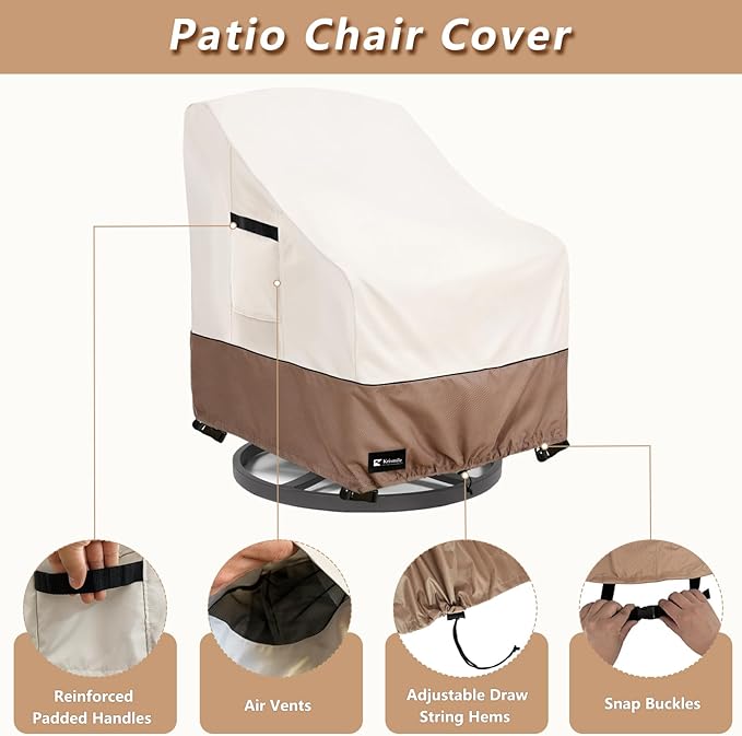 Outdoor Swivel Rocker Chair Cover 2Pack, Waterproof Rocking Chair Covers, All-Weather Protection Outdoor Lawn Patio Furniture Covers for Patio Chair 30" W x 33" D x 32" H, Beige