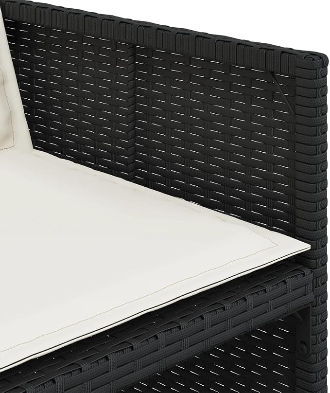 13-Piece Patio Dining Set Black Poly Rattan Outdoor Furniture with Cream Cushions for Backyard Garden Balcony