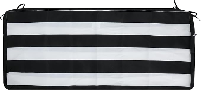 Magpie Fabrics Patio Bench Cushion Cover 45x18x3 Inch, NO Insert! Water&Fade Resistant Outdoor Loveseat Replacement Cover with Zipper (Black White)