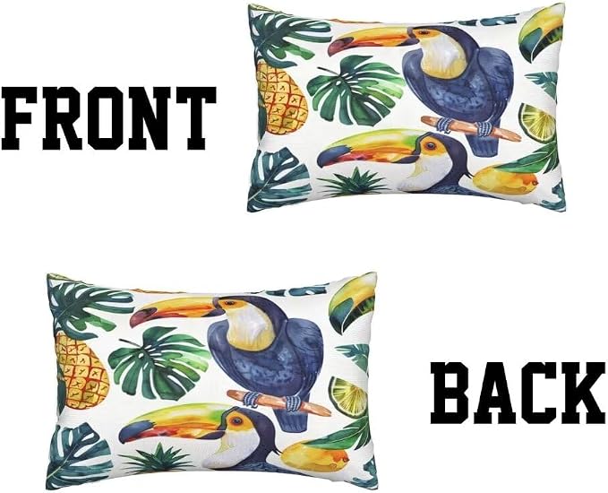 Outdoor Pillows Waterproof Set of 2 Outdoor Pillow Covers 16x24 Inch, Parrot Throw Pillows Plant Pillow Covers, Summer Garden Decorative Pillows Outdoor Pillows for Patio Furniture Car Home Decor-hs33