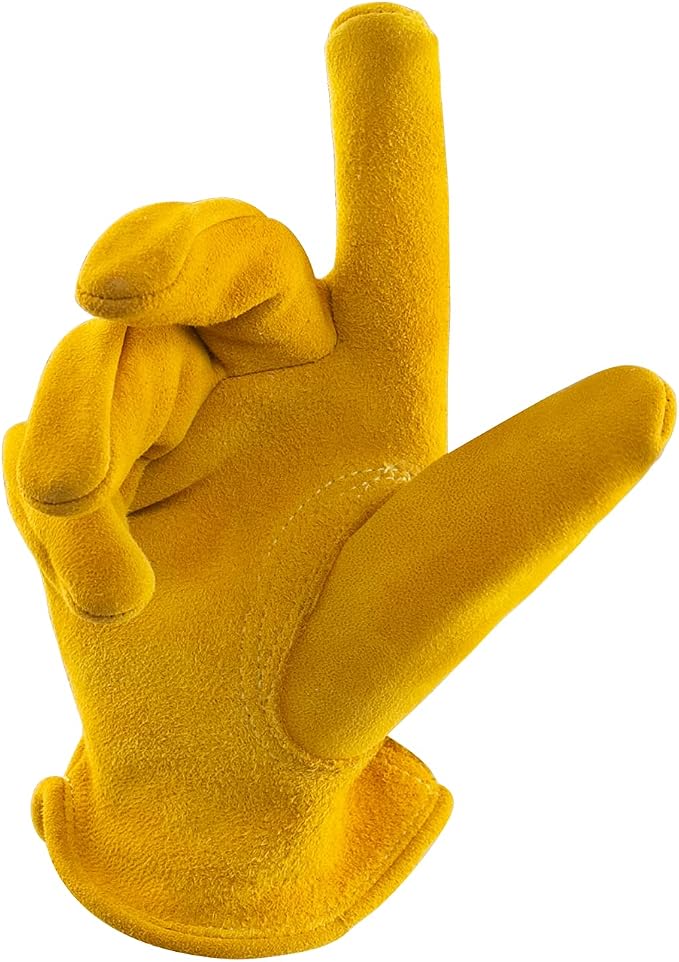 Kids Work Gloves Age 2-14, Soft Deerskin Suede Leather(Age 2-4, S) | Adjustable Band, Durable, Flexible Toddler Youth Genuine Leather Gloves for Kids Yard Work, Working, Gardening for Children