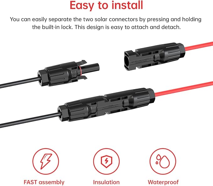 ELFCULB 12AWG Solar to XT60 Charging Cable - 10FT Solar Panel Extension Cable for Portable Generator