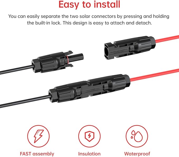 ELFCULB 12AWG Solar to XT60 Charging Cable Solar Panel Extension Cable for Portable Station River 600 Solar Generator(2FT)