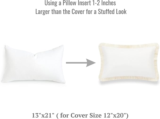 Hofdeco Premium Lumbar Pillow Insert, 13"x21" (for Cover Size 12"x20") Water Resistant Synthetic Down Alternative Sham Stuffer for Patio, Bench, Garden, White