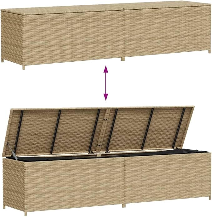 Large Garden Storage Box Outdoor 469 Cubic Feet Rectangular Deck Box with Gas Spring Lid for Patio Furniture and Gardening Tools