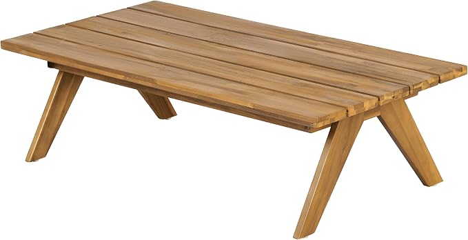 Christopher Knight Home Dina 5-Piece Patio Furniture Set For 8, Acacia Wood Outdoor Conversation Set with Coffee Table, Outdoor 3-Seater Sofas And Club Chairs Set With Cushions for Backyard,Teak+Beige