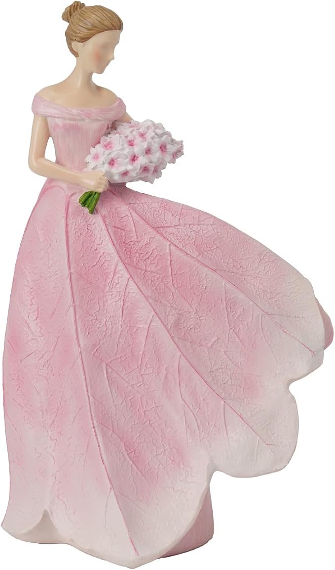 Guichifun Fairy Statue Collection Home Decoration - Pink Leaf Angel Girls Resin Home Garden Patio Living Room Decor Memorial Gift for Mom 7.5 x 4.5 x 11.5 Inch
