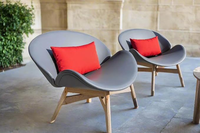 RSH Décor Sunbrella Jumbo Lumbar Pillow Covers – Set of 4 | 26" x 16" | Outdoor Use – Patio, Lounge, Adirondack, Deck | Water & Fade-Resistant | Play Cameo | Includes Down-Alternative Inserts