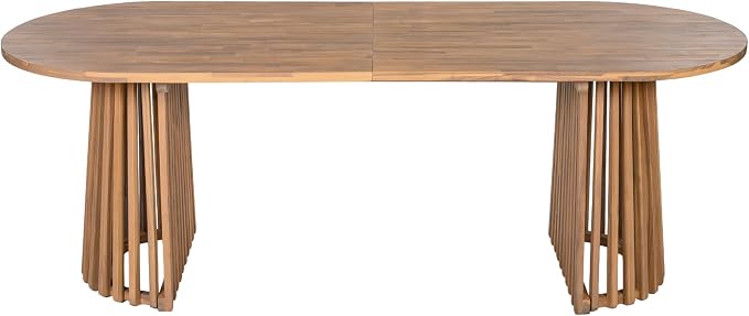 Christopher Knight Home Evana Acacia Wood Dining Table Set for 6, Solid Wood Outdoor Dining Set for 6, Modern Oval Patio Dining Table and Chair Set with Cushions, Brown + Light Teak + Beige