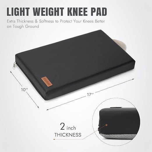 HappyPicnic Waterproof Garden Kneeling Pad, 2in Thick, Black, 1 Pack | Soft High-density Foam knee support, with Handle, Easy to Clean, Non-slip, for Gardening, Yoga, Prayer, Housework, Exercise
