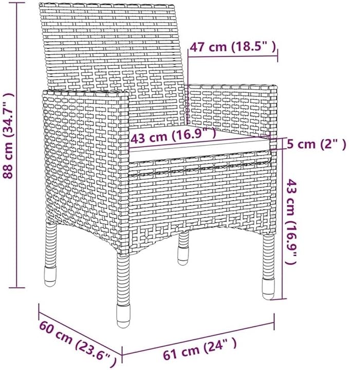 Afuera Living 5-Piece PE Rattan Patio Dining Set, Rectangular Table and 4 Cushioned Chairs, Weather-Resistant Powder-Coated Steel Frame, White Finish, Modern Outdoor Furniture for Garden, Balcony,