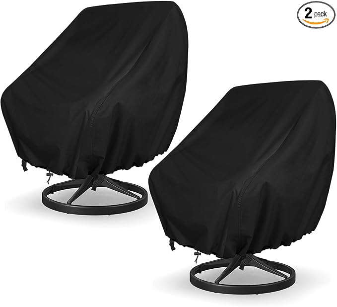 GARPROVM Garden Chair Covers Waterproof 2 Pack, Outdoor Swivel Chair Adirondack Deep Seat Chair Covers, 420D Oxford Fabric Dustproof Patio Furniture Covers, 35" W x 38" D x 29" H
