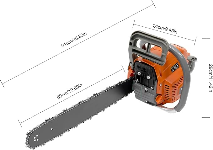 20Inch Gas Chainsaw, 2-Stroke 58CC 2.4KW Engine Handheld Gas Power Chain Saw with Air-cooled Petrol Saws Set for Wood Cutting, Garden Pruning, Forest Logging, USA STOCK