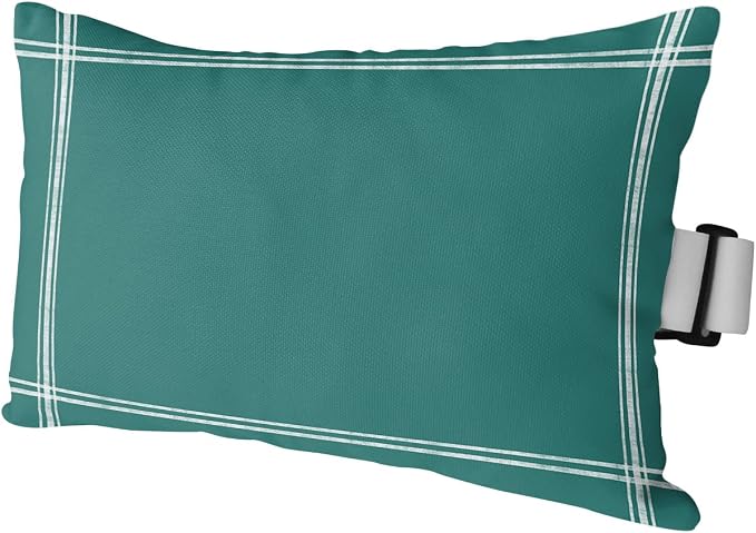 Outdoor Pillows Covers with Inserts Solid Color Dark Cyan Waterproof Recliner Pillow with Adjustable Strap Throw Pillows for Patio Furniture Pool Lounge Chair, 11x16 inch, 1PCS