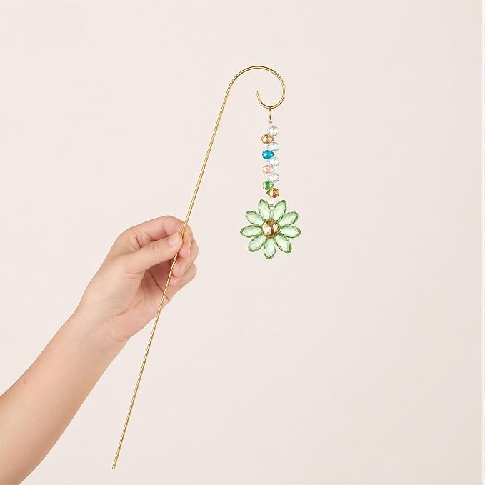 6 Pcs Colorful Crystal Sunflower Suncatcher Garden Stake with Trellis Decor | Crystal Sunflower Sun Catchers Garden Stake with Golden Small Trellis plant Decorations for Pots Patio Lawn Yard Home