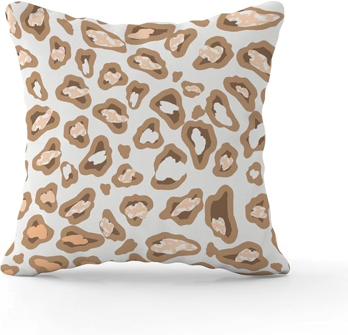 Throw Pillow Covers Chinoiserie Cheetah Print Pillows Retro Light Brown and Light Gray Pillow Cover Accent Outdoor Waterproof Decorative Pillow Cover for Patio Garden Couch Tent 26x26 in