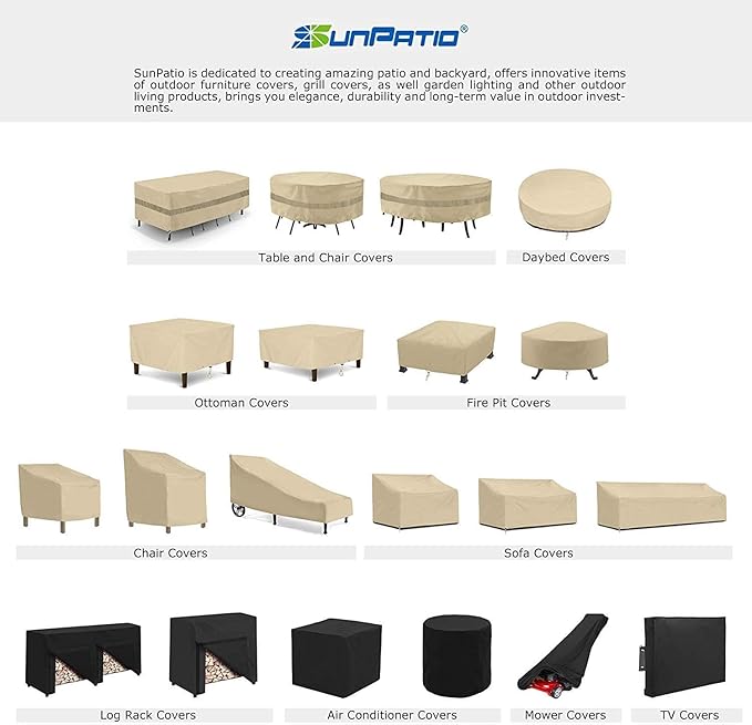 SunPatio Outdoor Ottoman Cover, Heavy Duty Waterproof Rectangular Coffee Table Cover, Patio Furniture Side Table Cover, All Weather Protection, 40" L x 30" W x 18" H, Beige (Pack of 2)