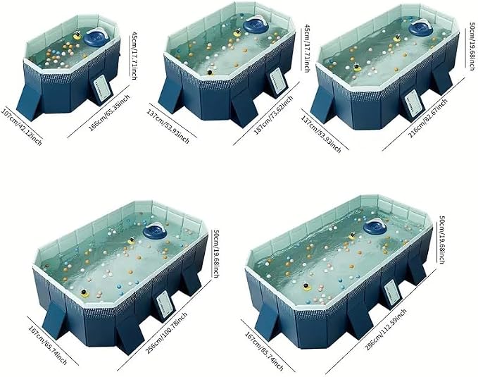 Montary Foldable Large Non - Inflatable Rectangular Swimming Pool for Family - Hard Plastic Shell, Oversized Thickened Design, Portable Collapsible Backyard Pool - 112.6"x65.7"x19.7"