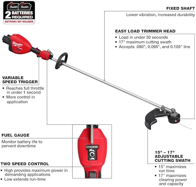 A for M18 Fuel 17 Inch Dual Battery String Trimmer (Bare Tool) - Reconditioned + TPT Premium cart tecforeman