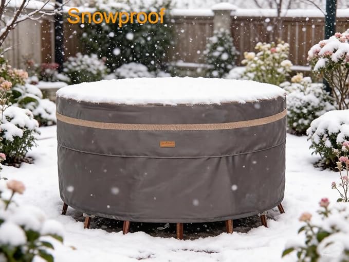 Heavy Duty Waterproof Patio Furniture Covers UV Resistant Round Outdoor Table Chair Covers Small Round 48"Diax28"H Dark Grey