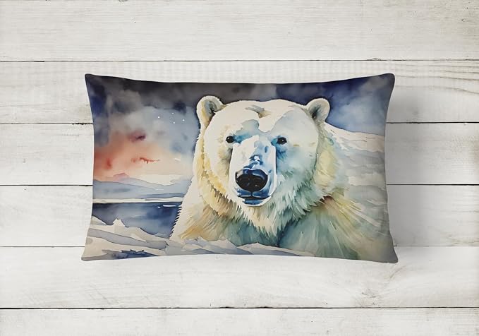 Caroline's Treasures DAC2977PW1216 Polar Bear Throw Pillow Machine Washable, Indoor Outdoor Decorative Pillow for Couch, Bed or Patio, 12HX16W