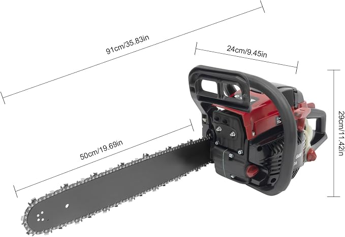 Gas Powered Chainsaw, 2-Stroke 58CC 2400W 20Inch Handheld Cordless Petrol Chain Saw Power Head Gas Powered Chainsaw Portable Gasoline Chain Saw for Garden Pruning Forest Logging (20In 58CC 2400W)