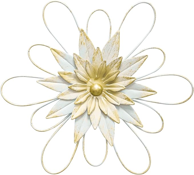 hogardeck Metal Flower Wall Decor - 13" Metal Floral Wall Decoration for Bedroom, Living Room, Bathroom, Kitchen, Outdoor Wall Art