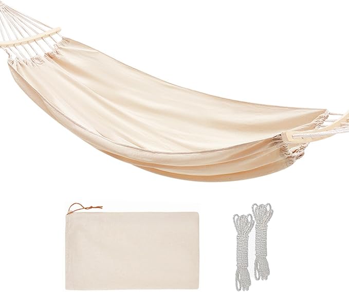 Double Hammock 2 Person Load 700 Pound Canvas Hammock for Patios Porch Garden Backyard Lounging Outdoor and Indoor Use