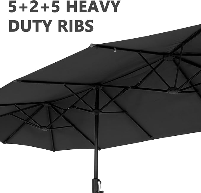 13Ft Large Patio Umbrella Outdoor Double-Sided Market Umbrella w/Easy Crank for Yard, Poolside, Deck, Black