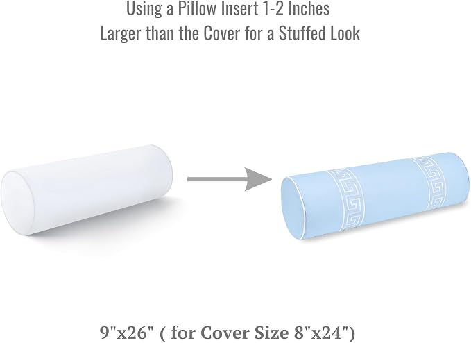 Hofdeco Premium Bolster Pillow Insert 9"x26" (for Cover Size 8"x24") Water Resistant Synthetic Down Alternative Sham Stuffer for Patio, Bench, Garden, Poolside, White